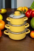 Nishev.com Evini Sev 6 Parça Mini Emaye Tencere Seti 12/14/16 cm – Sarı - 2
