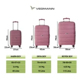 Vegmann Polipropilen (PP) Atlas Mürdüm Kabin Boy Valiz thumbnail 9