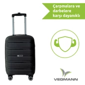 Vegmann Polipropilen (PP) Atlas Siyah Kabin Boy Valiz - 7