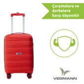 Vegmann Polipropilen (PP) Atlas Kırmızı Kabin Boy Valiz - 8