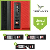 Vegmann Polipropilen (PP) Atlas Kırmızı Kabin Boy Valiz - 5