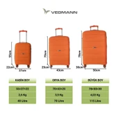 Vegmann Polipropilen (PP) Atlas Turuncu Kabin Boy Valiz thumbnail 9