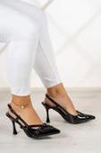 Erkan Saçmacı Natalia Siyah Rugan Arkası Açık Stiletto - 2