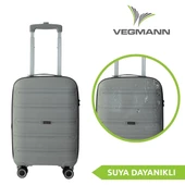 Vegmann Polipropilen (PP) Atlas Gri Kabin Boy Valiz thumbnail 4