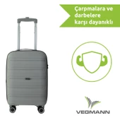 Vegmann Polipropilen (PP) Atlas Gri Kabin Boy Valiz thumbnail 8