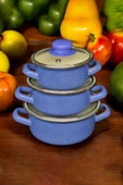 Nishev.com Evini Sev 6 Parça Mini Emaye Tencere Seti 12/14/16 cm – Mavi - 2