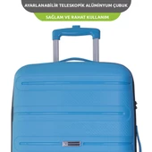 Vegmann Polipropilen (PP) Atlas Mavi Kabin Boy Valiz thumbnail 3