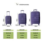 Vegmann Polipropilen (PP) Atlas Lacivert Kabin Boy Valiz thumbnail 5