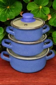 Nishev.com Evini Sev 6 Parça Mini Emaye Tencere Seti 12/14/16 cm – Mavi - 1
