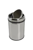 Metal Paslanmaz Krom Pratik Döner Kapaklı 5 Litre Çöp Kutusu Kovası - 1 Adet - 1