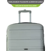 Vegmann Polipropilen (PP) Atlas Gri Kabin Boy Valiz thumbnail 5