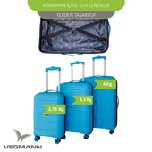 Vegmann Polipropilen (PP) Atlas Mavi Kabin Boy Valiz thumbnail 5