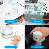 QASUL 360° Dönebilen Masa Toz Temizleyici Taşınabilir Mini Masaüstü Kırıntı Süpürgesi Ev Okul Ofis için - 2