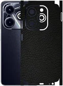 Infinix Hot 40i ile Uyumlu Deri Desenli Siyah Arka Kaplama - 1