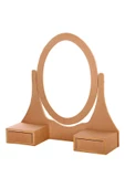 Evim-E Aksesuar Oval Mdf Makyaj -Dresuar Ayna Çerçevesi Ham - 1