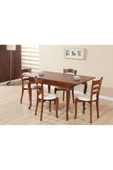 Evim-E Aksesuar Lükens Masa Papel + 4 Adet Papel Sandalye Takımı Ceviz - Tamamı Ahşap - 1