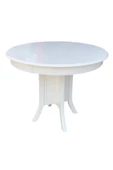 Evim-E Aksesuar 93cm Yuvarlak Ortadan Ayaklı Açılır Masa Ahşap Lake Beyaz - 1