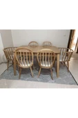 Evim-E Aksesuar Iskandinav Masa Sandalye Takımı- Doğal Renk-amerikan + Omurga Sandalye + Retro Masa-tamam Ahşap - 1