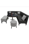 Evim-E Aksesuar Modern Pedli 160x160 Cm Mutfak Köşe Takımı Cam Masalı + Puflu - 2