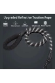 Köpekler İçin Gezdirme Tasması Reflektörlü 130 Cm Halat Orta Ve Büyük Boy Köpekler İçin Siyah - 3