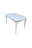 Evim-E Aksesuar Retro Konik Oval Köşeli Masa 80x120 Açılır Kapanır Lake Beyaz Tamamı Ahşap - 1