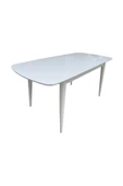 Evim-E Aksesuar Retro Konik Oval Köşeli Masa 80x120 Açılır Kapanır Lake Beyaz Tamamı Ahşap - 4