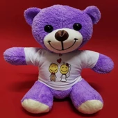 Aşık Çiftler Tişörtlü Mor Peluş Ayıcık - 1