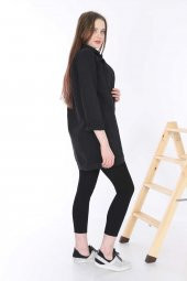 Mayın Kadın Siyah Uzun Kot Ceket Lazer Yırtık Detaylı - 3