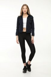 Mayın Kadın Kısa Lacivert Ceket Full Likralı Çok Esnek - 4