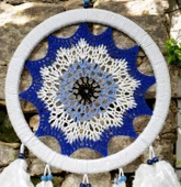 Saks Mavisi Nazar Motifli Kuş Tüylü Duvar Süsü - 3