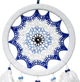 Saks Mavisi Nazar Motifli Kuş Tüylü Duvar Süsü - 1
