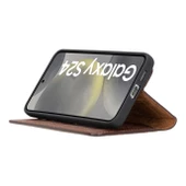 Samsung Galaxy S24 Plus Uyumlu, Deri Cüzdanlı Kılıf, Antik Kahve - 5