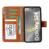 Samsung Galaxy S24 Uyumlu, Deri Cüzdanlı Kılıf, Efektli Taba - 4