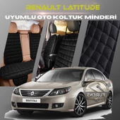 Renault Latitude Siyah Renk Tay Tüyü Cepli & Terletmez Sırtlı Oto Koltuk Minder Seti - Koltuk Koruma Kılıfı (ÖN & ARKA TAM SET) - 1