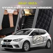 Seat Ibıza Siyah Renk Tay Tüyü Cepli & Terletmez Sırtlı Oto Koltuk Minder Seti - Koltuk Koruma Kılıfı (ÖN & ARKA TAM SET) - 1