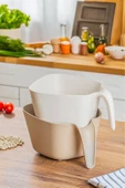 2 Parça Bej Xl Boy 3 Lt Plastik Süzgeç Çok Amaçlı Makarna Meyve Sebze Pirinç Yıkama Süzgeci - 4