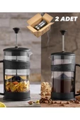 2 Adet Barista 400 Ml French Press Siyah Bitki Çayı Demleme İçin Özel Tutma Saplı - 1