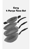 Cory 4 Parça Tava Seti Granit Wok Krep Grill Sahan 4'lü Set Çeyiz Seti Tava Set thumbnail 1
