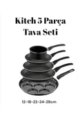 Kitch 5 Parça Mutfak Tava Seti - Pankek Sos Tavası 3 Boy Kızartma Omlet Tavası Çeyiz Seti - 1