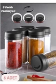 Ahşap Standlı Spice 6'lı Set Döner Kapak Cam Baharatlık Tuzluk Biberlik seti 250cc - 4