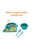 Dino  Mavi 4 Parça Parça Bebek Yemek Seti Mama Tabagi Seti - 3