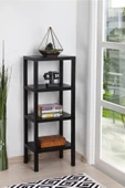 Shelf 4 Katlı Düzenleyici Plastik Raf Ünitesi Siyah ,kitaplık, Banyo, Mutfak Rafı. Ayakkabılık - 1