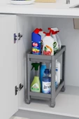Maja Gri 2 Katllı Tekerlekli Raf Raf, Banyo Dolabı Düzenleyici Tezgah Ve Evye Altı Organizer - 1