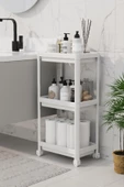 Peggy Beyaz Geniş 3 Katlı Çok Amaçlı Mutfak Banyo Raf Ünitesi Tekerlekli organizer - 2