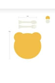 Bear Çatal Kaşıklı Mama Tabağı - Bebe Mama Seti Sarı - 3