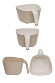 2 Parça Bej Xl Boy 3 Lt Plastik Süzgeç Çok Amaçlı Makarna Meyve Sebze Pirinç Yıkama Süzgeci - 3
