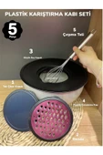 5 Parça Karıştırma Kabı Saklama Kabı Plastik, Büyük Çırpma Telli 29 Cm Rendeli Çırpma Kase Seti - 1
