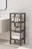 Ombeg 4 Katlı Gri  Modüler Banyo Mutfak Balkon Salon Rafı Çiçeklik Düzenleyici Kitaplık Raf - 2