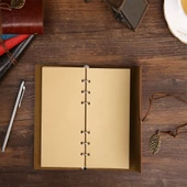 Yaprak Desenli Çizgisiz Deri Defter - 2