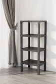 Ombeg 4 Katlı Gri  Modüler Banyo Mutfak Balkon Salon Rafı Çiçeklik Düzenleyici Kitaplık Raf - 3